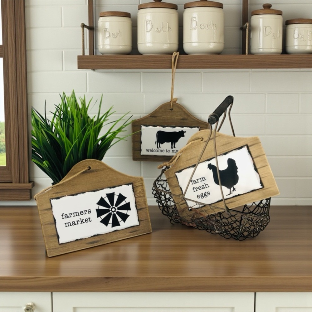 Farmhouse 3 signs Farmers Market Home Decor